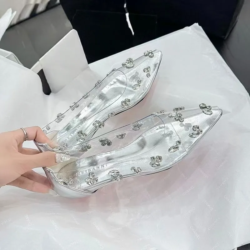 2026 Transparent PVC Rhineston - Pointed Toe Flat 评论和价格