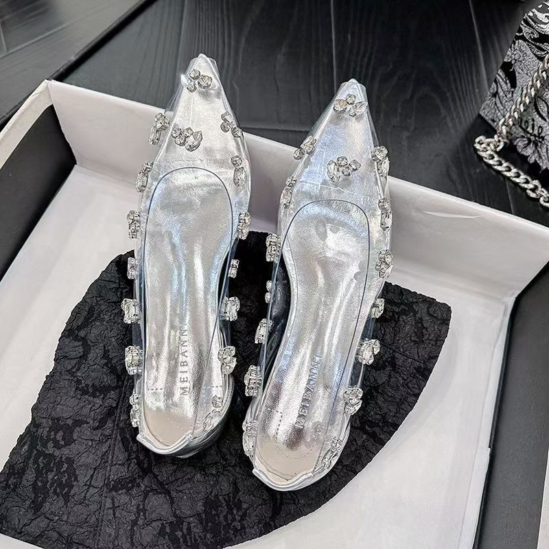 2026 Transparent PVC Rhineston - Pointed Toe Flat 评论和价格