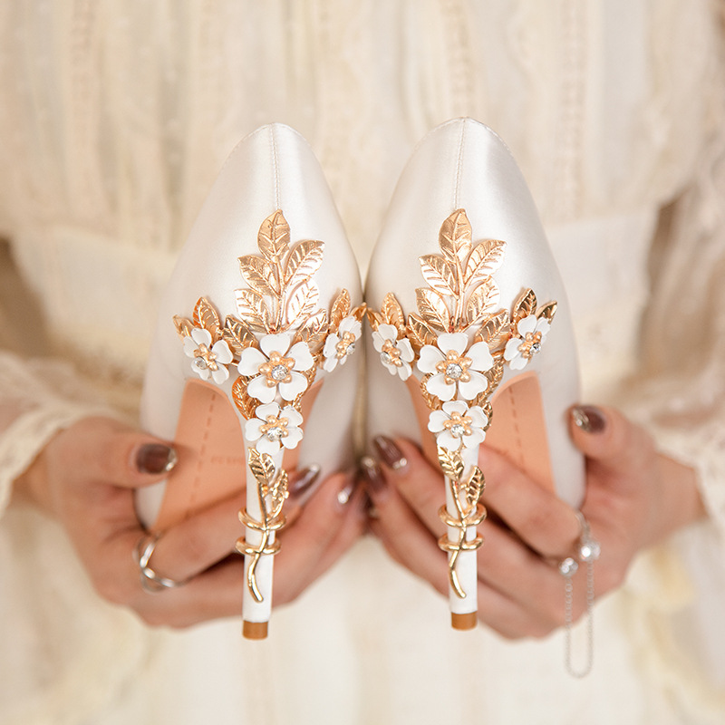 Luxury Metal Flowers Heel Crys - Women Shoes Ysl 评论和价格