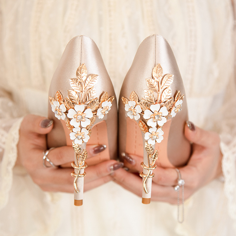 Luxury Metal Flowers Heel Crys - Women Shoes Ysl 评论和价格