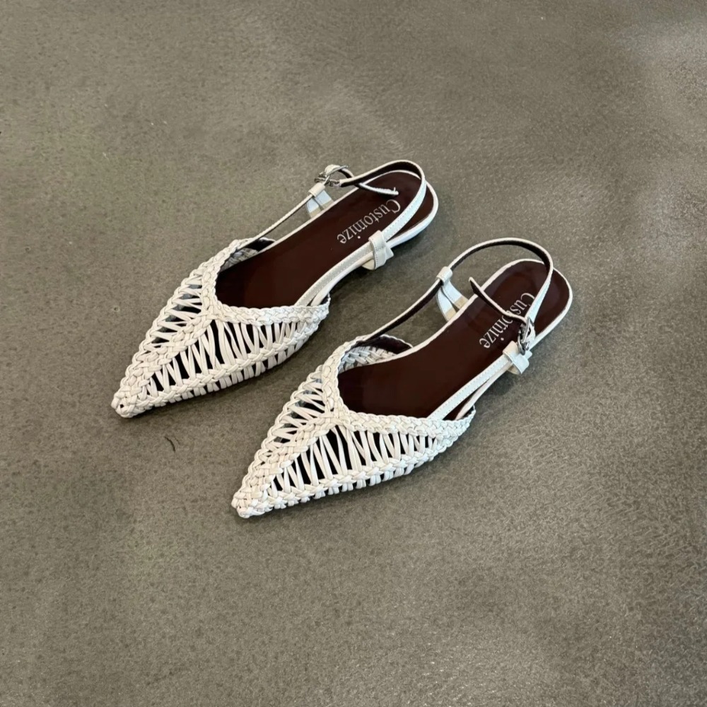 Pointed Woven Roman Style Sand - Pointed Toe Flat 评论和价格