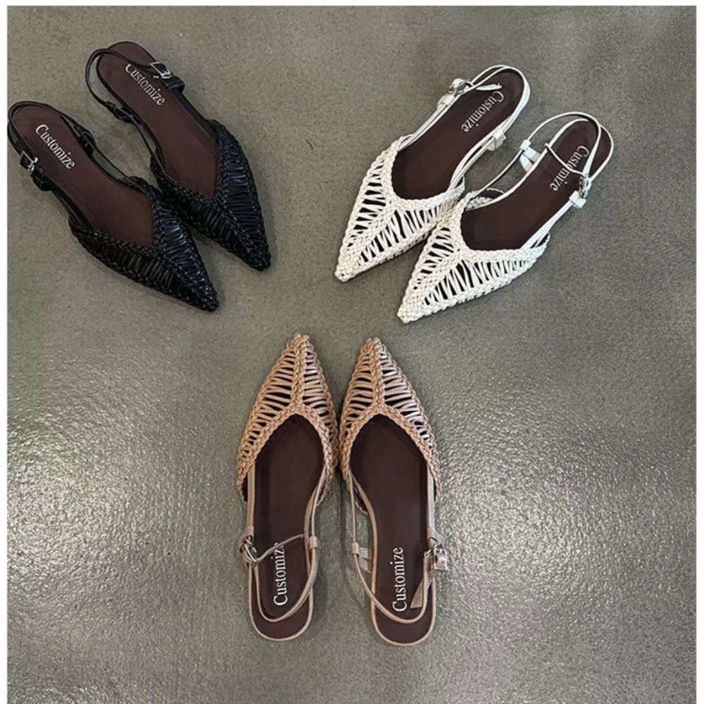 Pointed Woven Roman Style Sand - Pointed Toe Flat 评论和价格