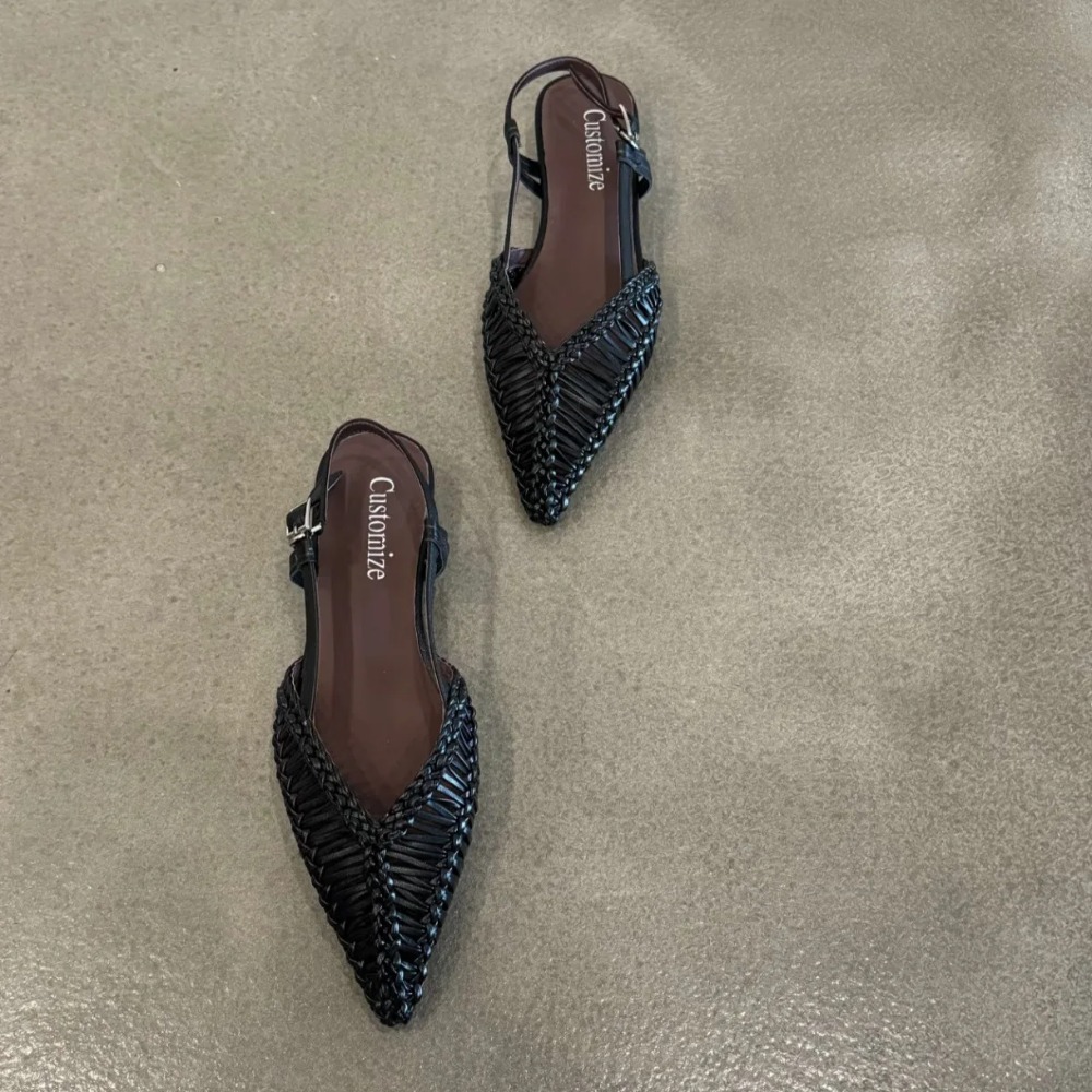 Pointed Woven Roman Style Sand - Pointed Toe Flat 评论和价格