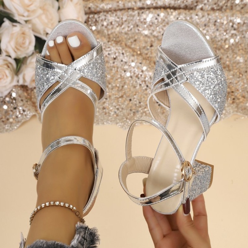 Women Block Heels Sandals Gold - Women Shoes Model 评论和价格