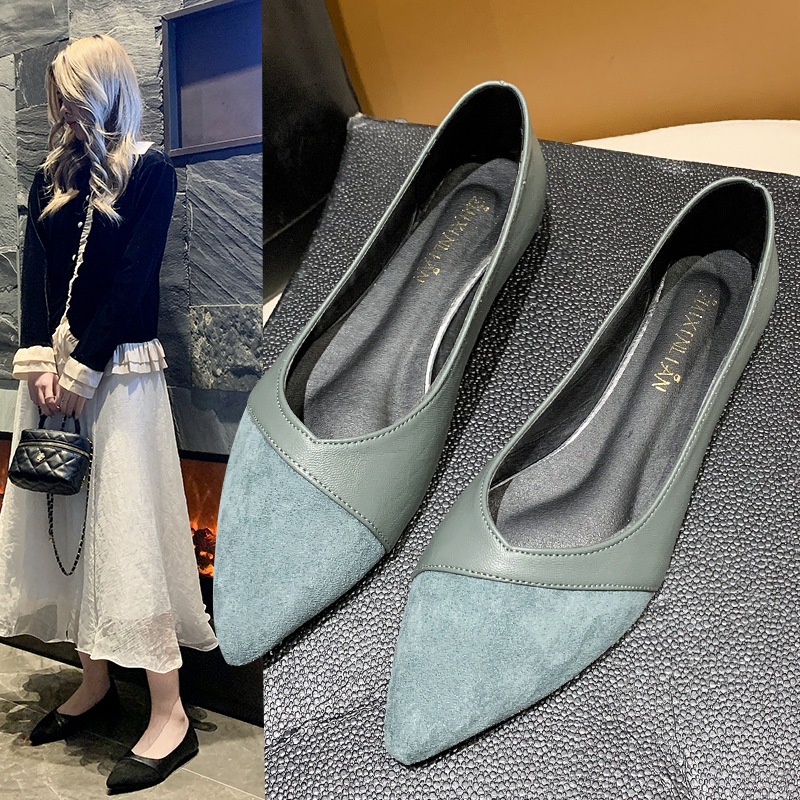 Flat black leather shoes for w - Pointed Toe Flat 评论和价格