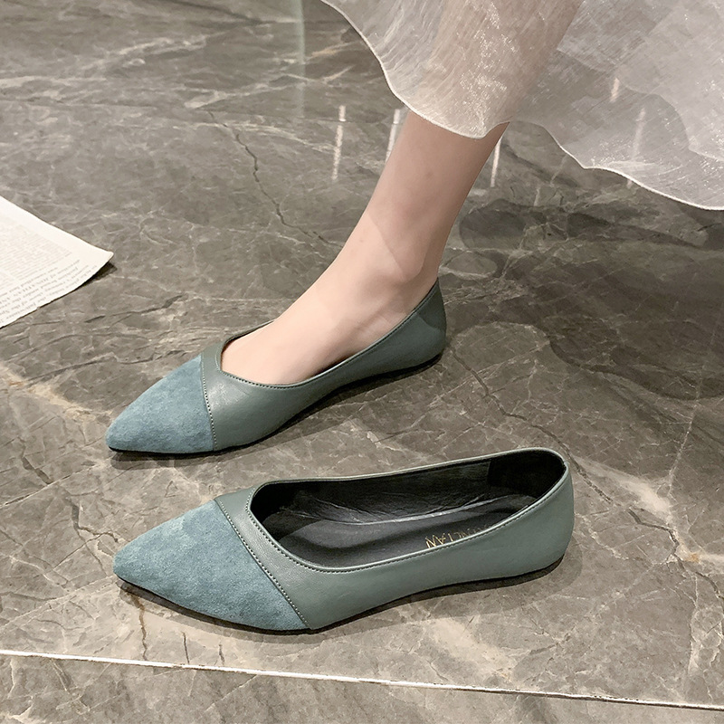 Flat black leather shoes for w - Pointed Toe Flat 评论和价格