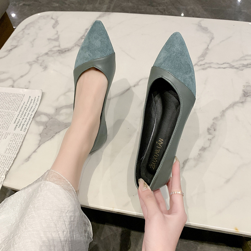 Flat black leather shoes for w - Pointed Toe Flat 评论和价格