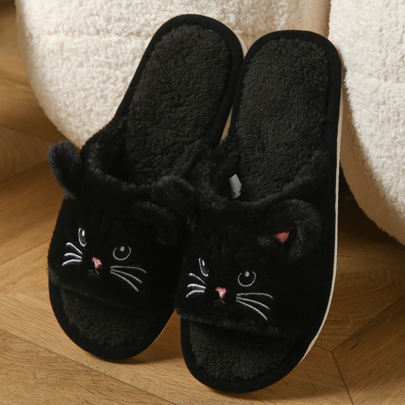 Cute Cat Plush Flip Flops For  - Women Shoes For Winter 评论和价格