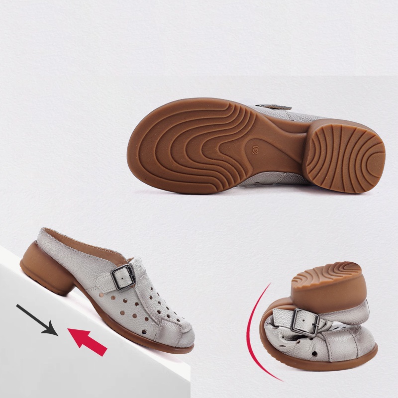 New Cow Leather Low Heel Sanda - Women Shoes Model 评论和价格