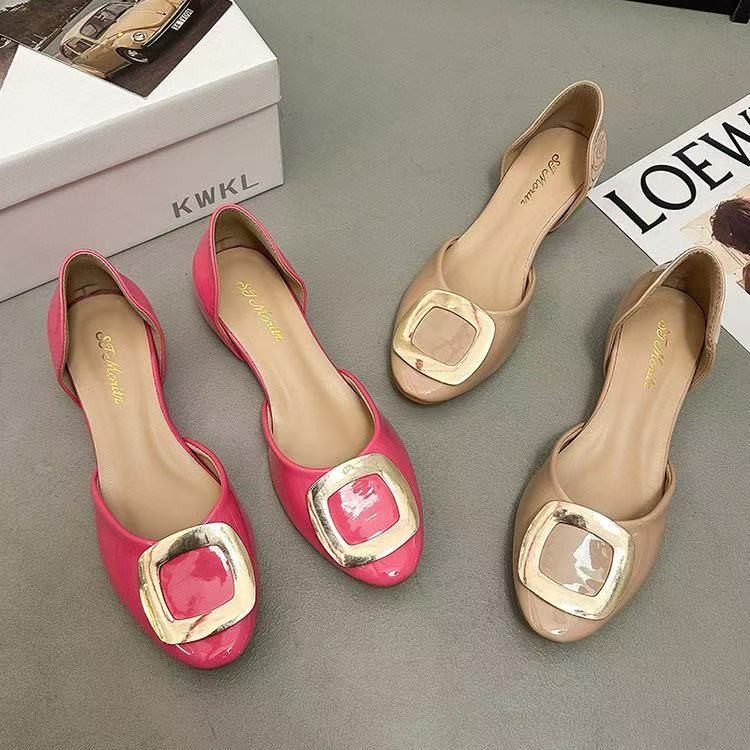 Fashion Square Buckle Hollow F - Pointed Toe Flat 评论和价格