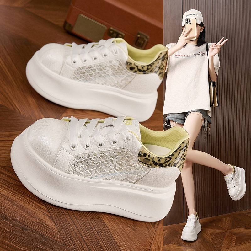 Thick-soled White Shoes for Wo - Mesh Sneaker Women 评论和价格