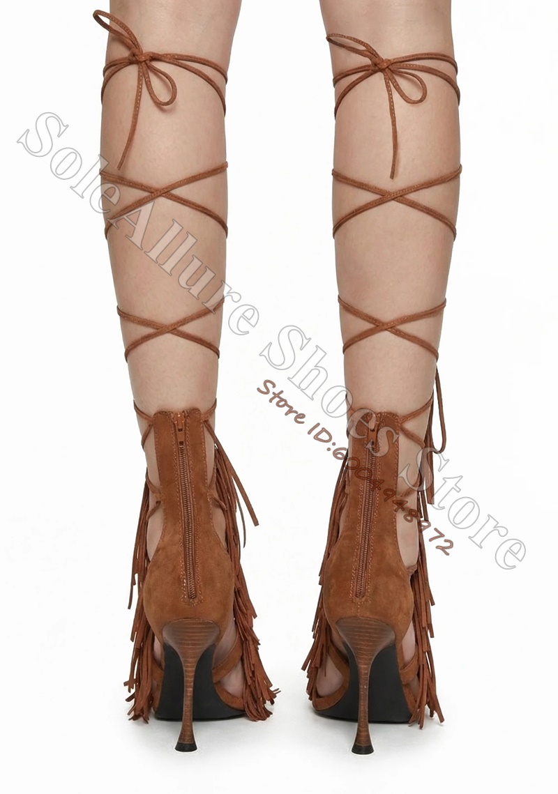 Brown Suede Fringe Thigh Wrap  - Western Cowgirl Boot 评论和价格